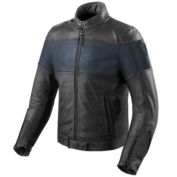 Image of Rev'it Nova Vintage Leather Jacket - Black / Blue