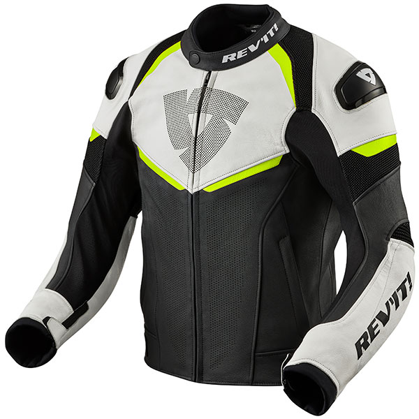 Image of Rev'it Convex Leather Jacket - Black / Neon Yellow