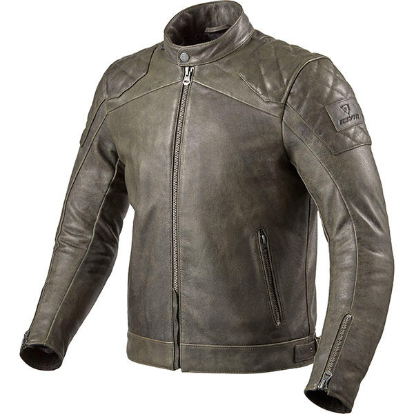 Image of Rev'it Cordite Leather Jacket - Olive Green