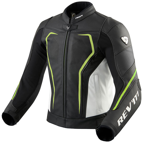 Image of Rev'it Vertex GT Leather Jacket - Black / Neon Yellow