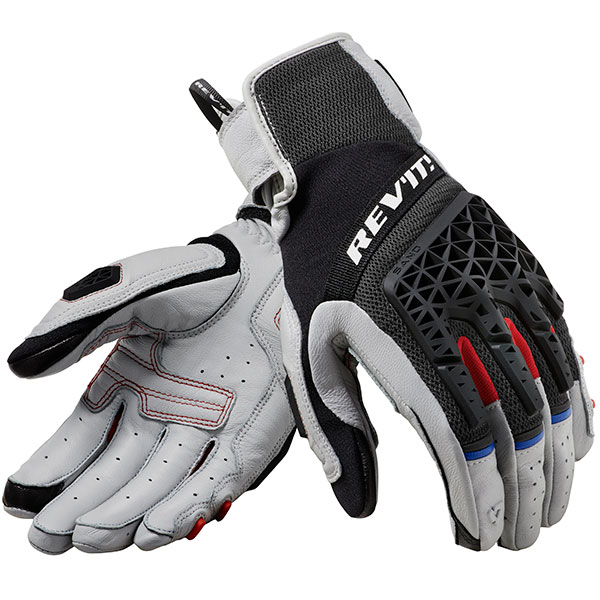 Image of Rev'it Sand 4 Leather Gloves - Light Grey / Black