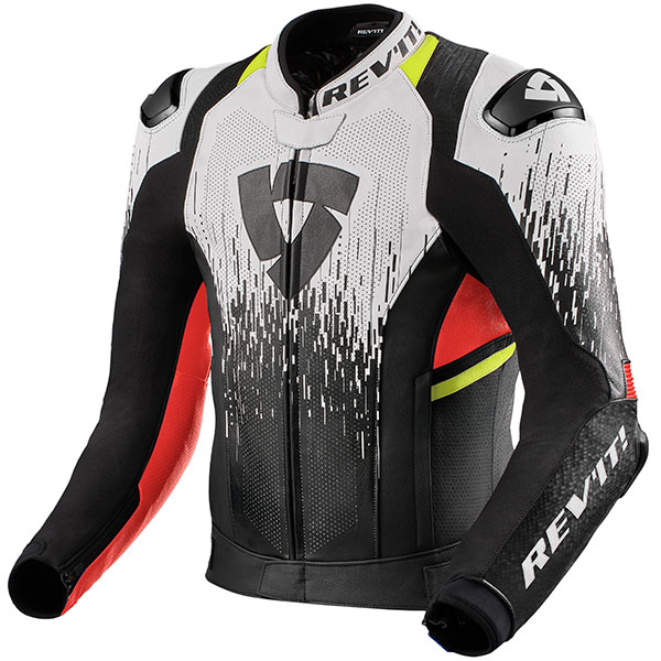 Image of Rev'it Quantum 2 Pro Air Leather Jacket - White / Neon Red