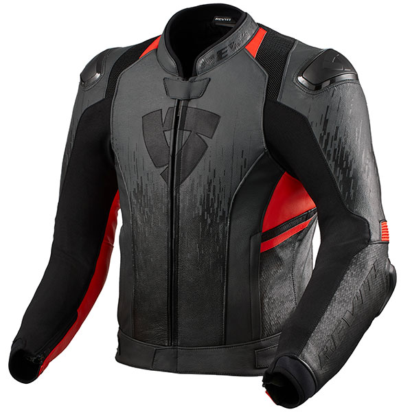Image of Rev'it Quantum 2 Leather Jacket - Anthracite / Neon Red