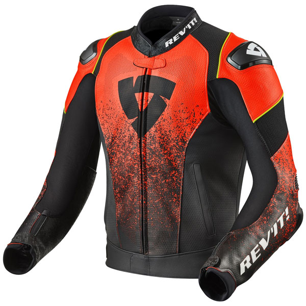 Image of Rev'it Quantum Air Leather Jacket - Black / Neon Red