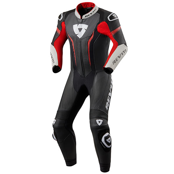 Image of Rev'it Argon 1 Piece Leather Suit - Black / Neon Red