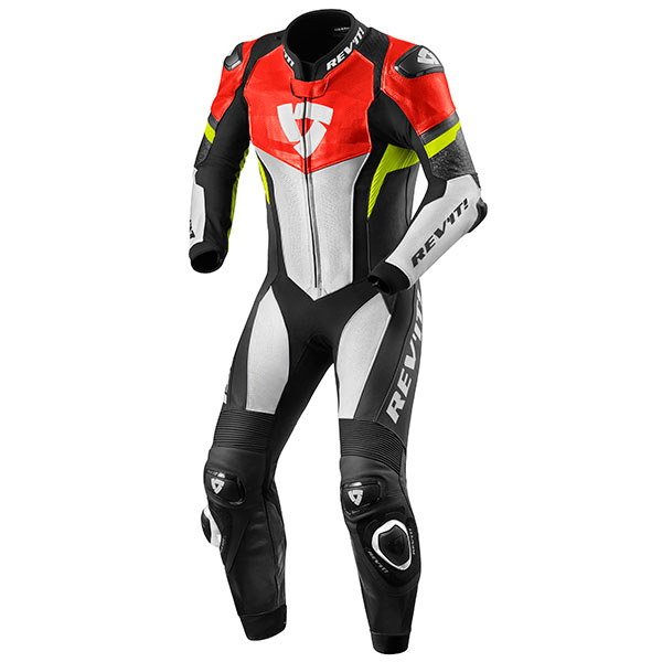 Image of Rev'it Hyperspeed 1 Piece Leather Suit - Neon Red / Neon Yellow