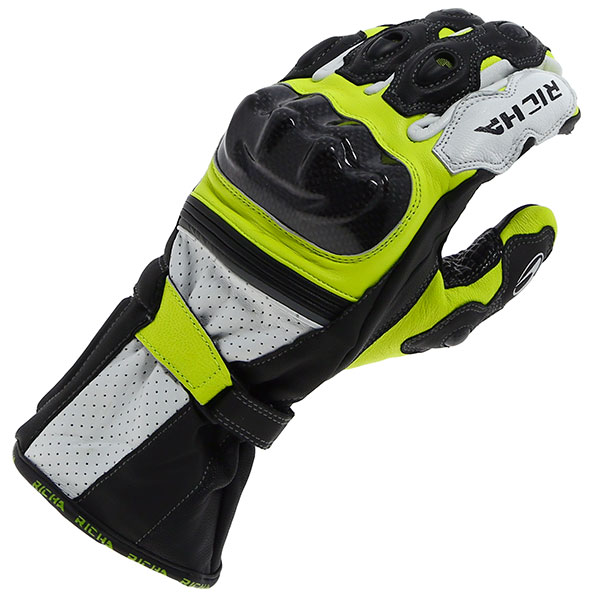 Image of Richa Ravine Leather Gloves - Black / White / Yellow