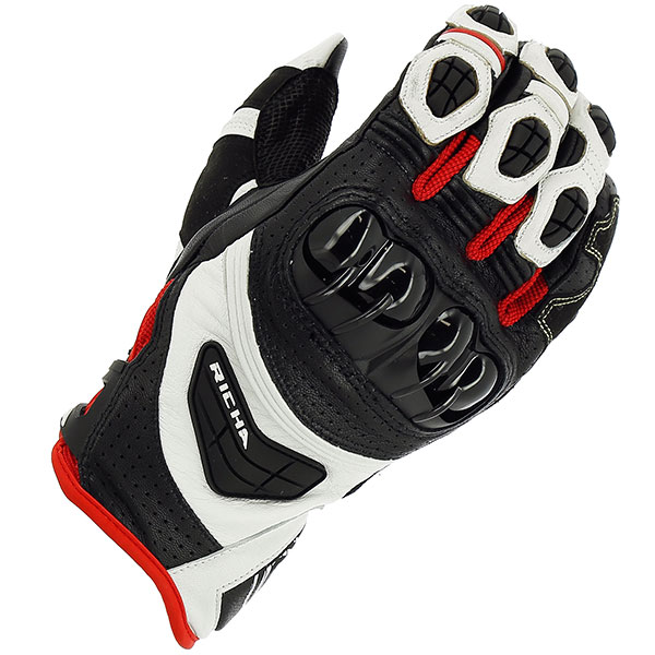 Image of Richa Stealth Leather Gloves - Black / White / Red