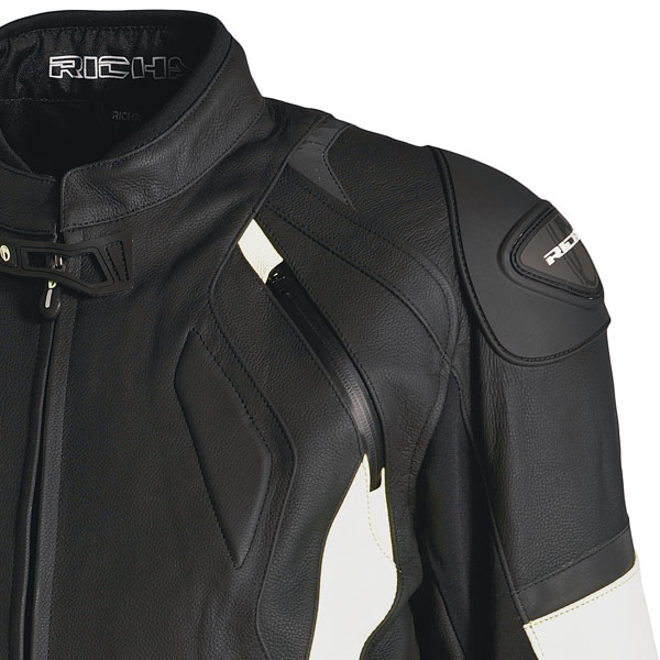 Richa Mugello Leather Motorcycle Jacket Black White Richa Mugello Leather Jacket Black White