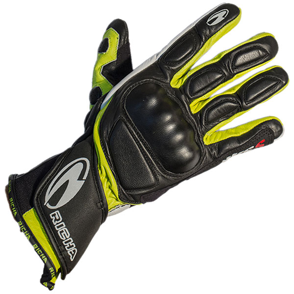 Image of Richa WSS Leather Glove - Black / White / Yellow