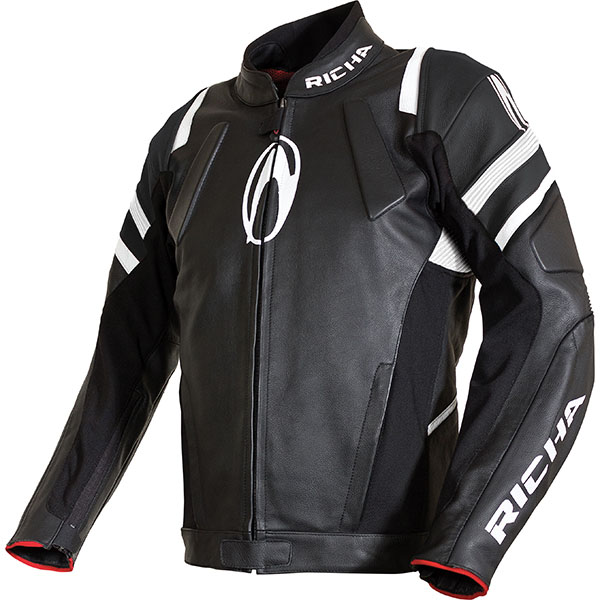 Richa Rebel Leather Jacket Black White Free Uk Delivery Richa Rebel Leather Jacket Black White