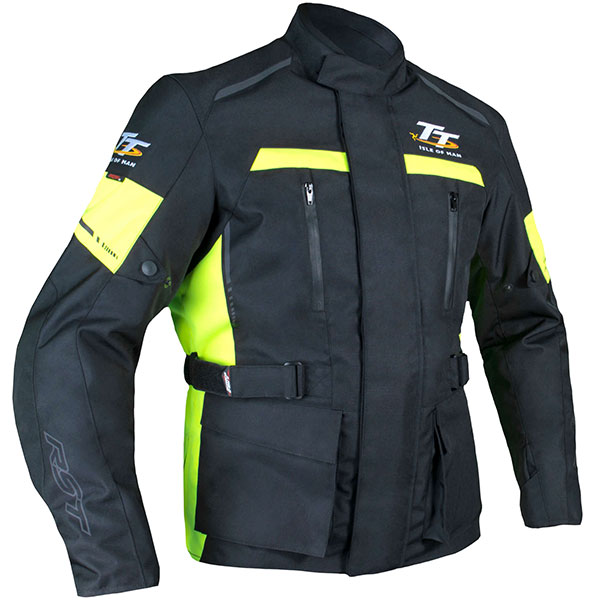 Image of RST IOM TT Sulby CE Textile Jacket - Black / Flo Yellow