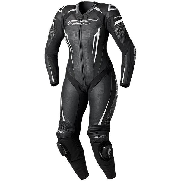 RST Ladies Tractech Evo 5 CE One Piece Leather Suit Black White Black FREE UK DELIVERY