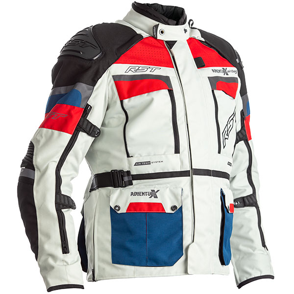 Image of RST Pro Series Adventure-X Airbag CE Textile Jacket - Ice / Blue / Red