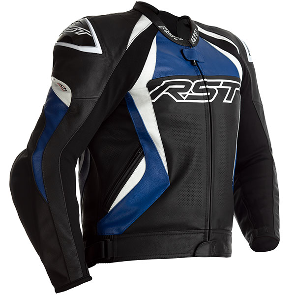 Image of RST Tractech Evo 4 CE Leather Jacket - Black / Blue / White