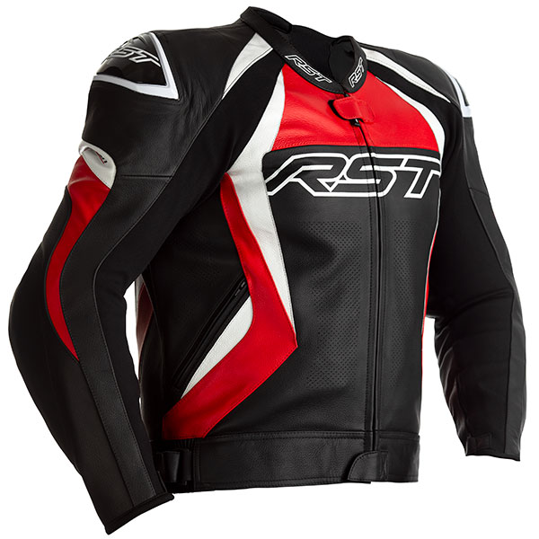 Red black and deals white leather jacket