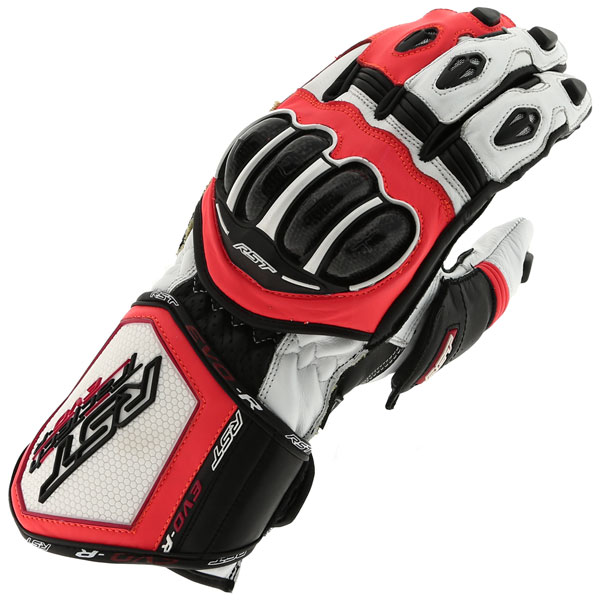 Image of RST Tractech Evo R 3 CE Leather Gloves - White / Black / Flo Red