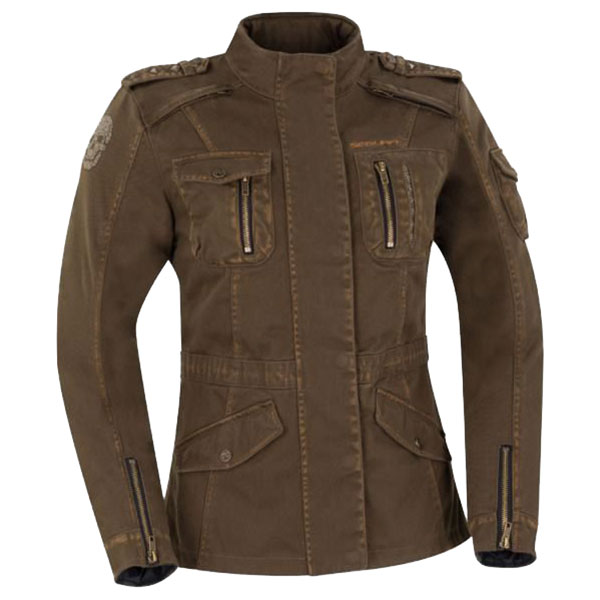 Image of Segura Ladies Jewel Crystal Textile Jacket - Khaki