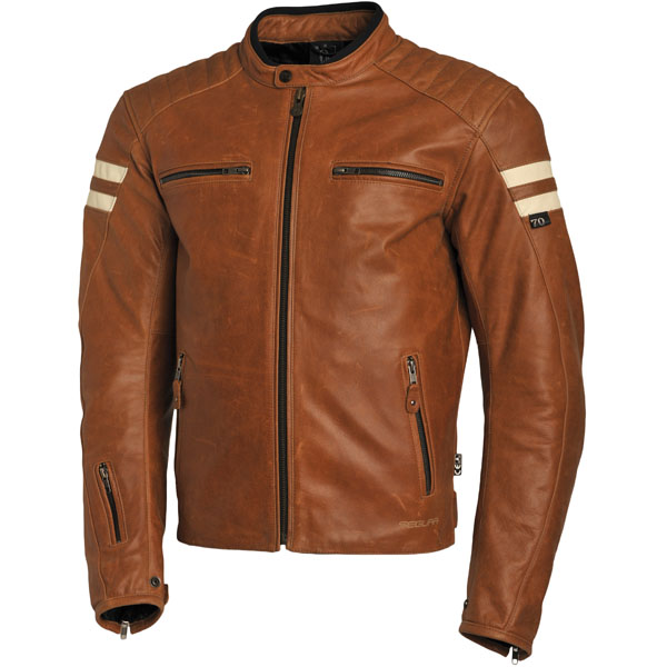 Segura Retro Leather Jacket Camel White