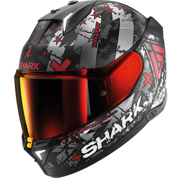 Casco Moto Integrale Con Led Shark SKWAL i3 HELLCAT Mat Nero Cromo Antracite Vendita Online