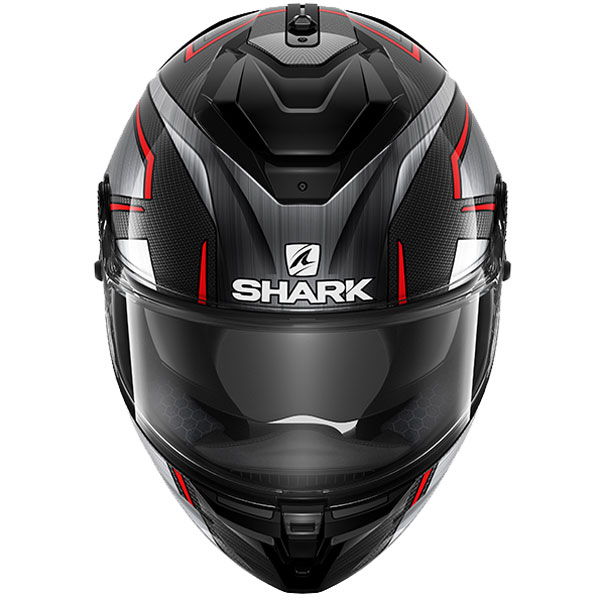 Shark Spartan GT Carbon Skin - Kromium Carbon / Red - FREE UK DELIVERY