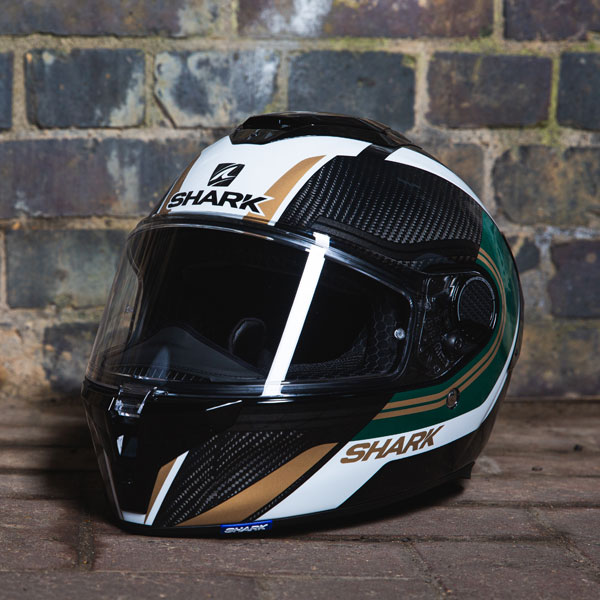 Shark Spartan GT Carbon Skin - Tracker Carbon / Green / Gold - FREE UK  DELIVERY