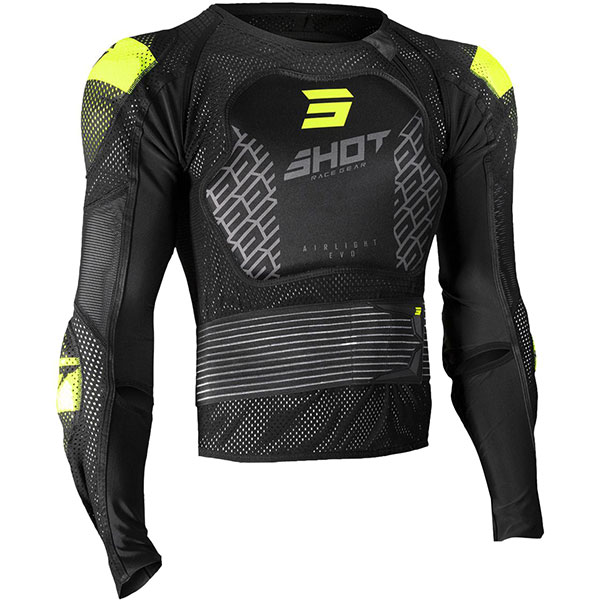 Shot Airlight 2.0 Youth Protective Jacket Black Neon Yellow FREE UK DELIVERY