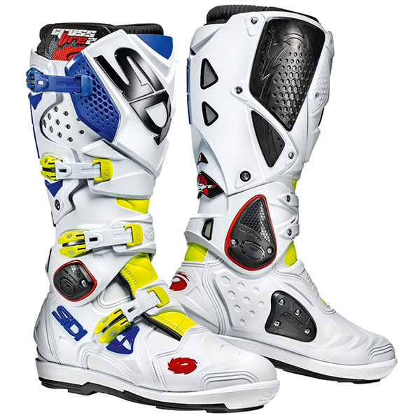Image of Sidi Crossfire 2 SRS Boots - Yellow Fluo / White / Blue