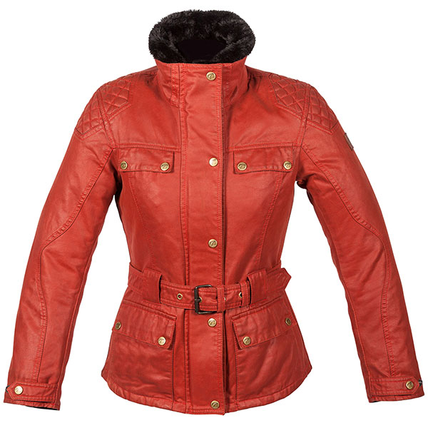 Image of Spada Ladies Hartbury Waterproof Wax Textile Jacket - Rouge
