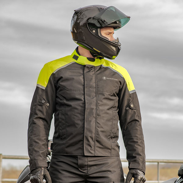 Oxford Spartan Waterproof Short Textile Jacket Black Fluo FREE UK DELIVERY