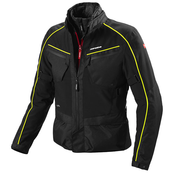 Image of Spidi Inter Cruiser Waterproof Textile Jacket - Black / Fluo Yellow