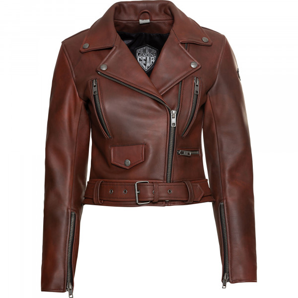 Spirit Motors Ladies Bad Bonnie Leather Jacket - Red - FREE UK DELIVERY