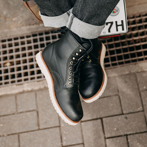 Spirit Motors Robby Wings Leather Boots Black FREE UK DELIVERY