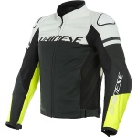 Dainese Agile Leather Jacket - Matt Black / White / Fluo Yellow Thumb 0