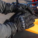 DXR Winter Carbon CE Leather Gloves - Black Thumb 8