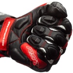 RST Axis CE Leather Gloves - Black / Red / White Thumb 7