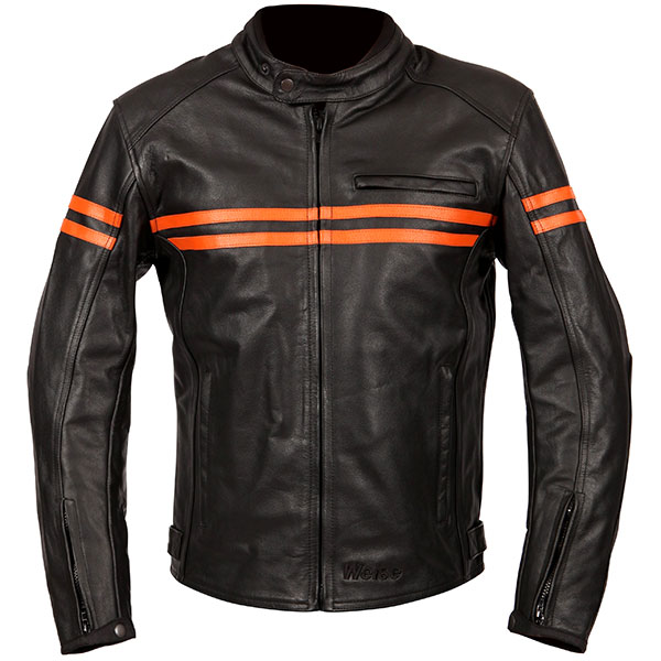 Image of Weise Brunel Leather Jacket - Black / Orange